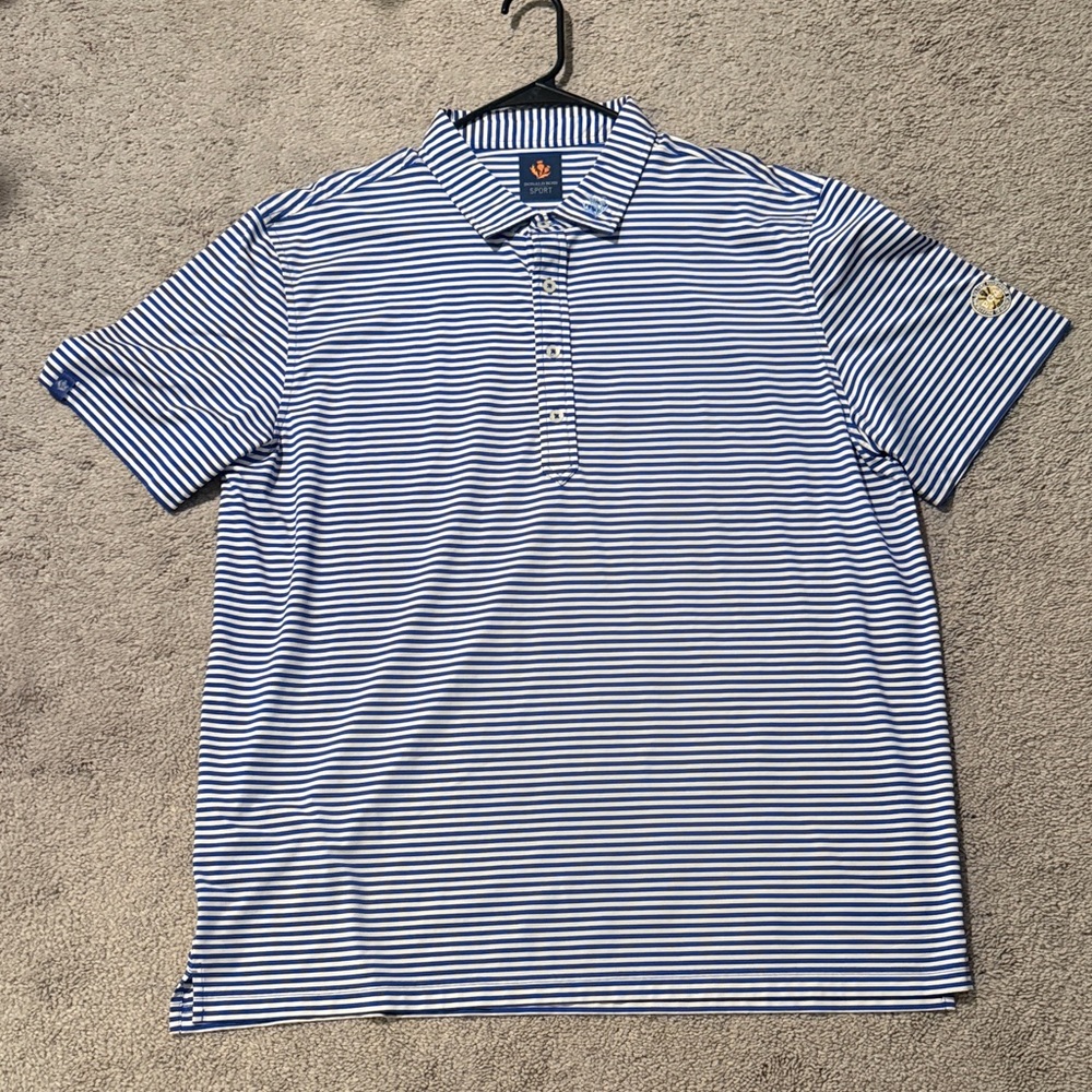 Donald Ross Men's Blue Striped Polo Shirt